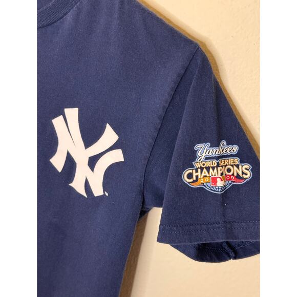 Majestic navy blue New York Yankees World Series Derek Jeter shirt size Medium - Picture 3 of 7